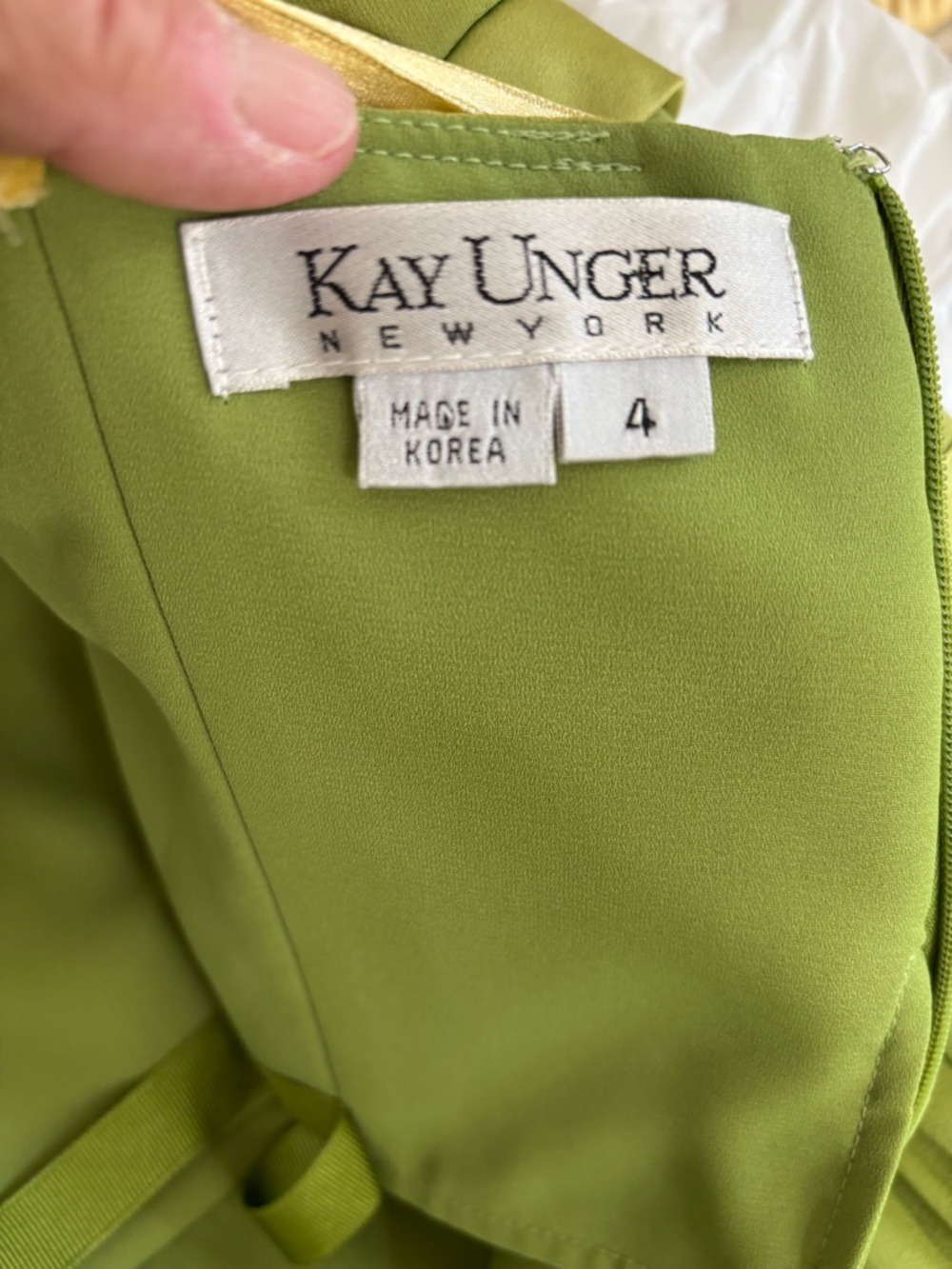 Kay Unger silk Strapless Olive-Green Midi Dress size 4 - Picture 11 of 12